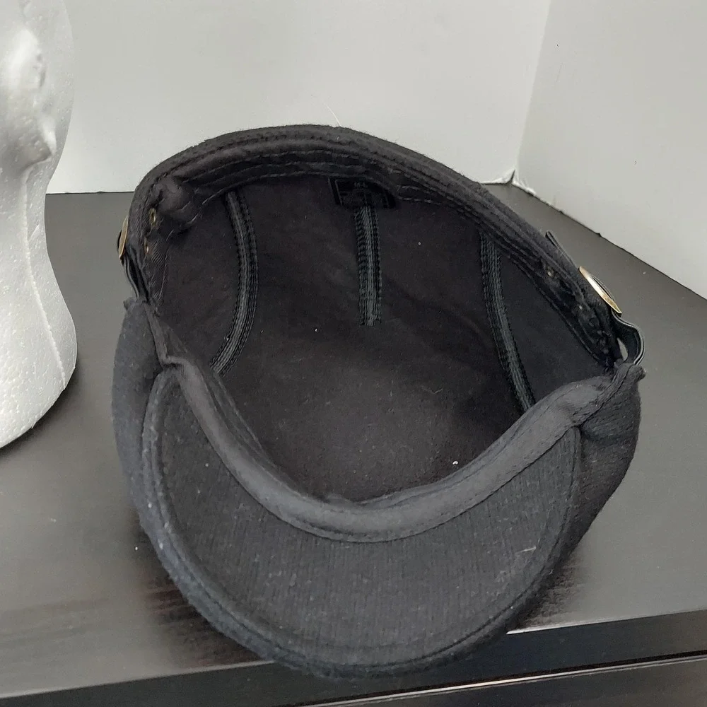 GEDISEN Hat Cap Mens One Size‎ Black Flat Cap Adjustable Wool Blend Lined